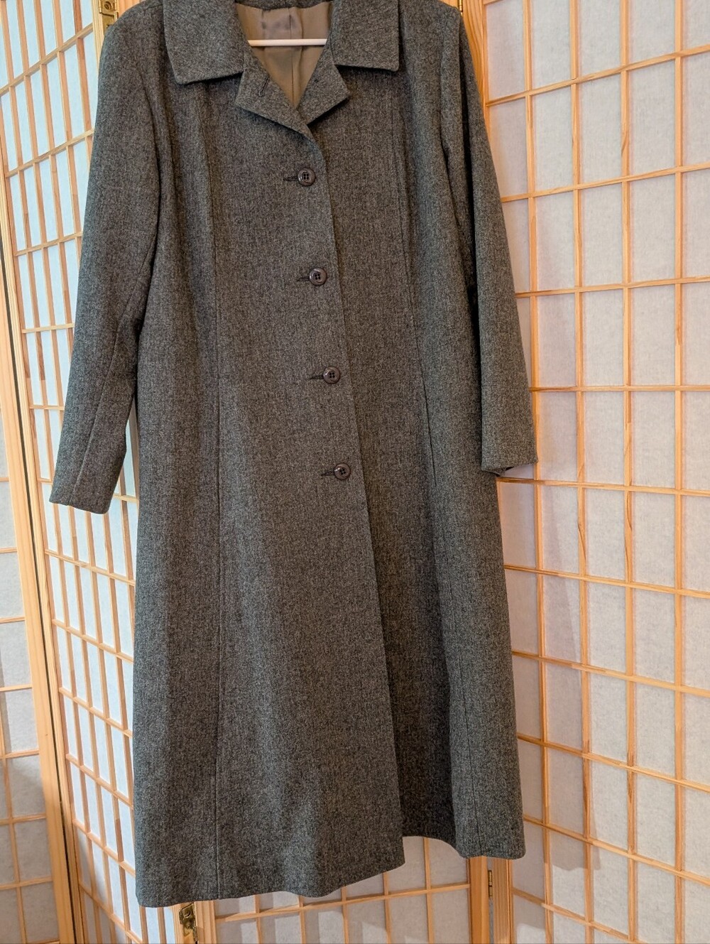 Vintage Wellington Fashions Featherlite 100% Wool Coat Gray USA Made Size L